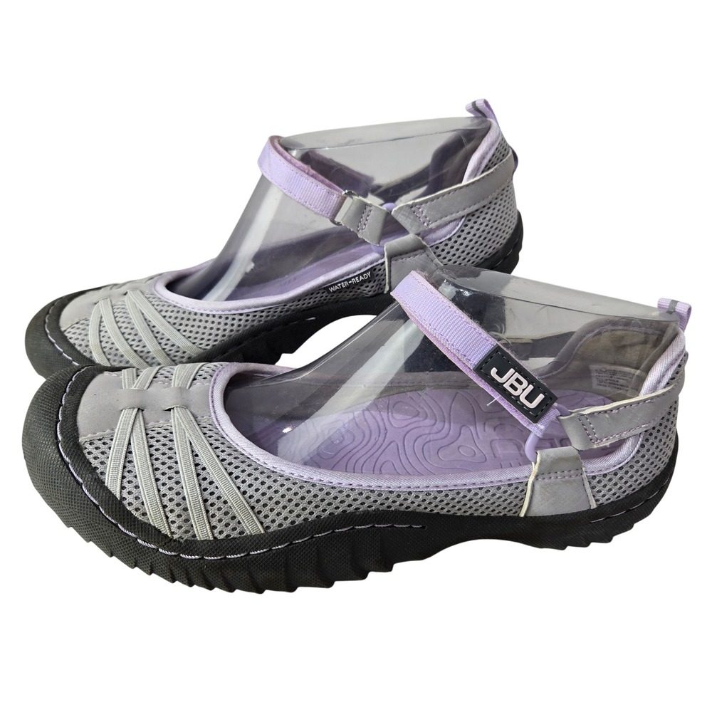 JBU Size 8.5 Malibu Vegan Water Ready Shoe Grey Purple Mesh Mary Jane #1070